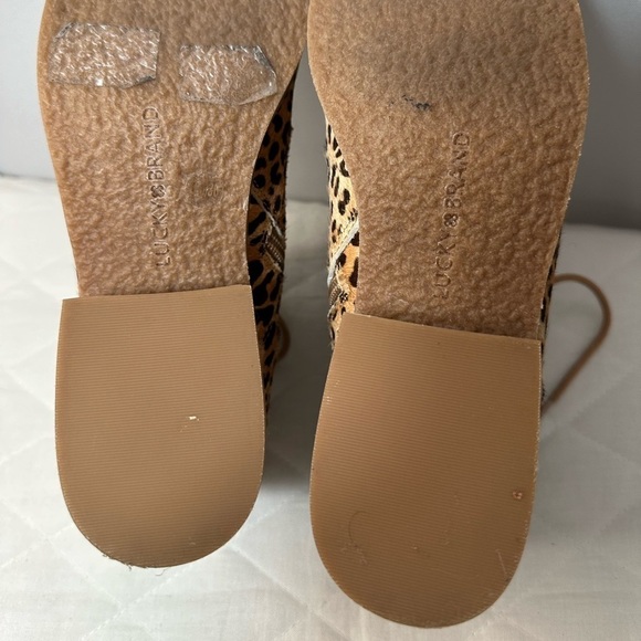 Lucky Brand Womens Size 5.5 Animal Print Cow Hai Ankle Boots Lace Up & Zipper Up